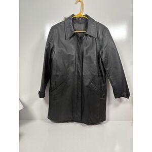 Jacqueline Ferrar Black Genuine Leather Jacket – Women's Petite Large